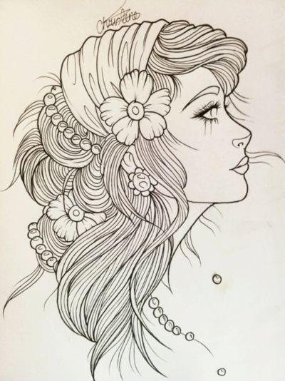 Gypsy Girl Tattoo Sketch