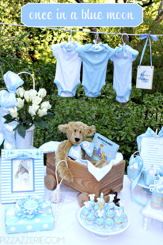 Perfect theme for a boy shower! Once in a Blue Moon!