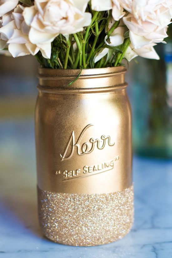 Glitter Dipped Mason Jars!  #color mason #jars #diy