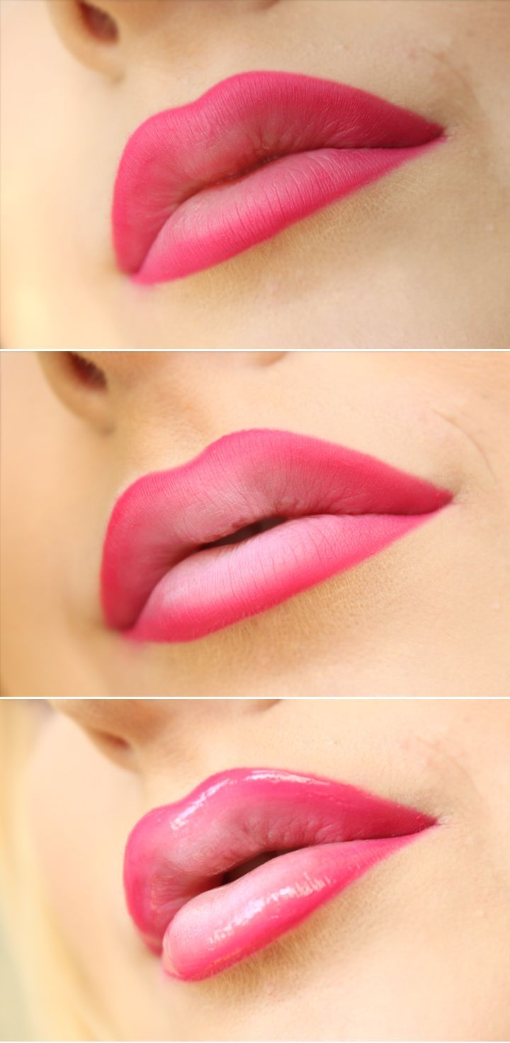 Bright pink lipliner + light eye shadow = delicious lips for summer!