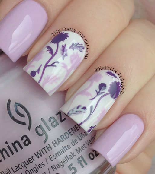 Feather and Flowers Nail Art