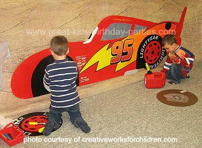 Disney Cars Birthday Party Lightning McQueen scavenger hunt for parts