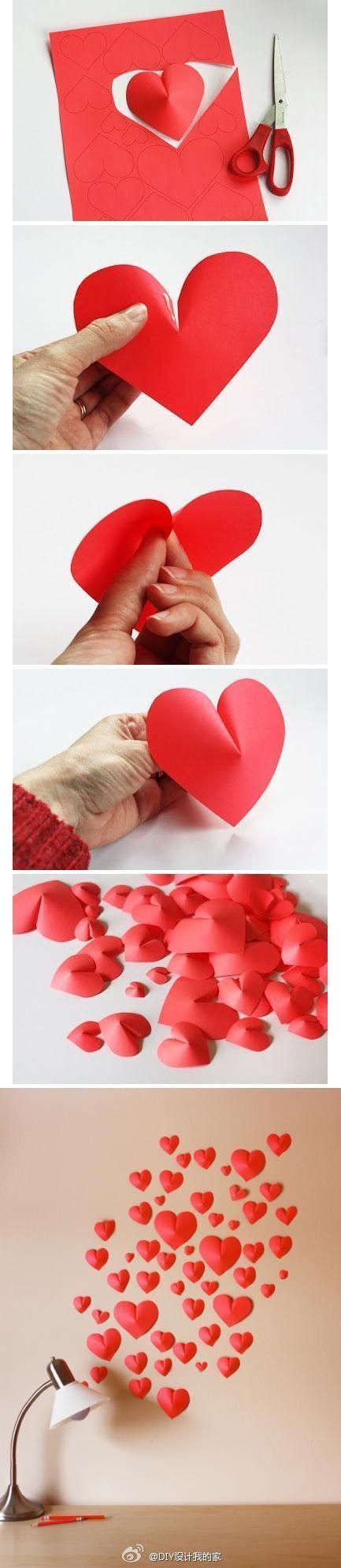 DIY Make a 3D Paper Heart for cute decorations- Usse them as confetti or hang th