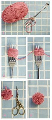 DIY Pom Pom – How to make tiny pom poms with a fork.