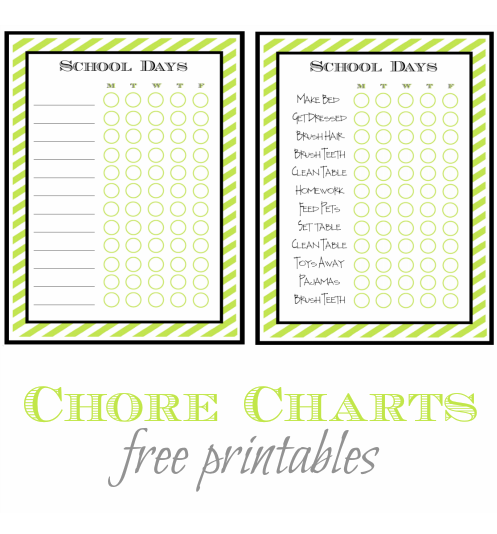 Free Printable Chore Charts #printables #homeschooling #organization