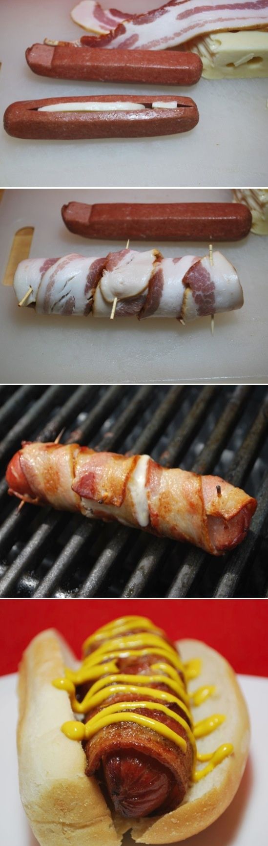 Bacon Wrapped Cheese Hot Dogs