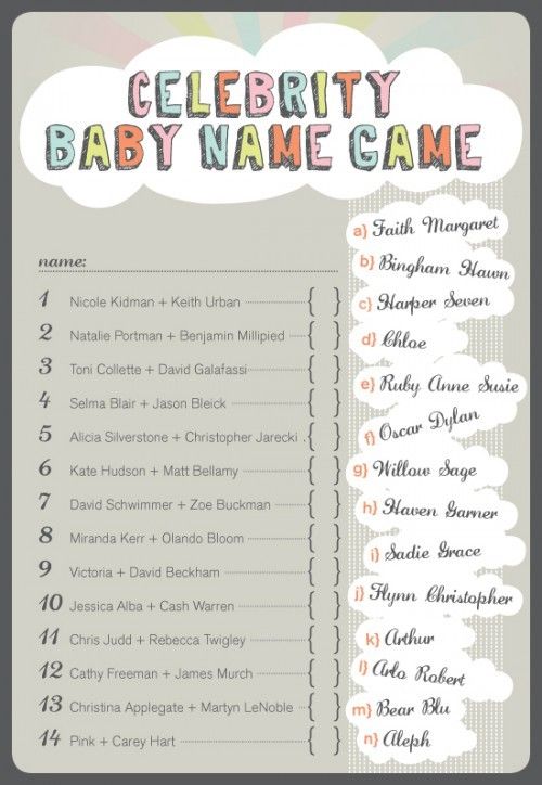 Celebrity Baby Game - Celebrity Baby Game -   Printable Baby Shower Games