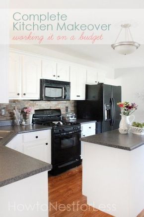 Kitchen Cabinet Makeover Reveal - Kitchen Cabinet Makeover Reveal -   Kitchen white cabinets & black appliances Ideas