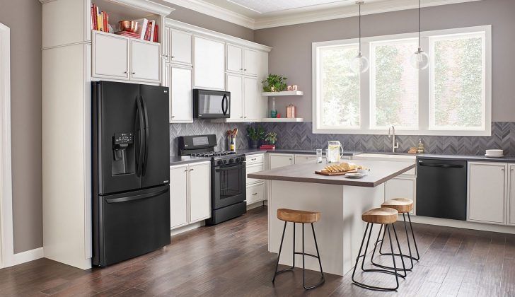 Kitchen white cabinets & black appliances Ideas