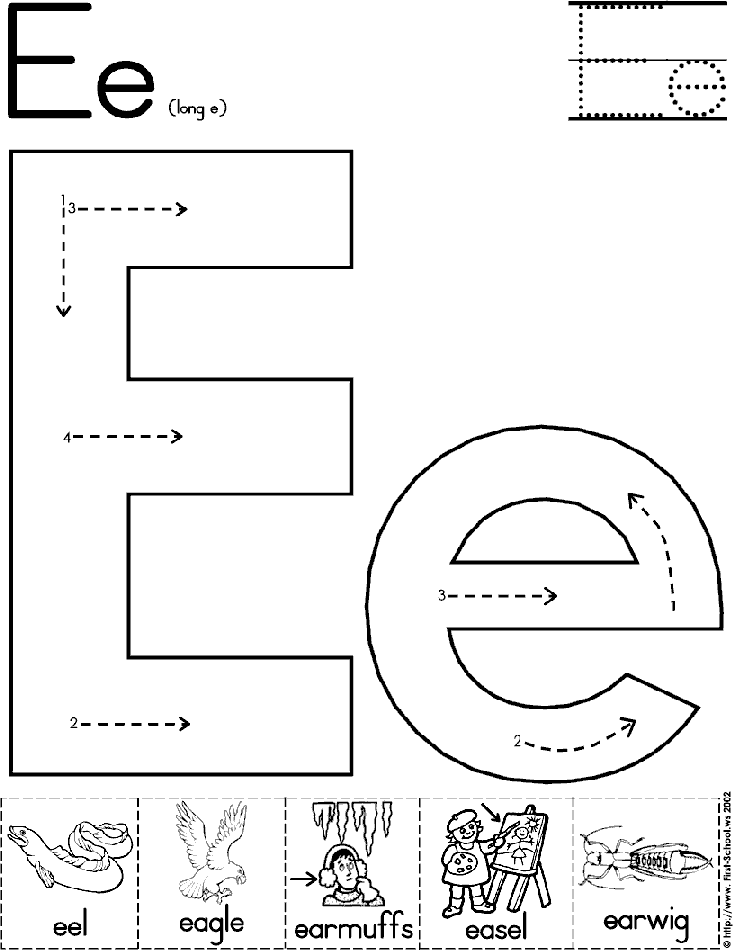 Alphabet Letter E Worksheet | Standard Block Font | Preschool Printable Activity