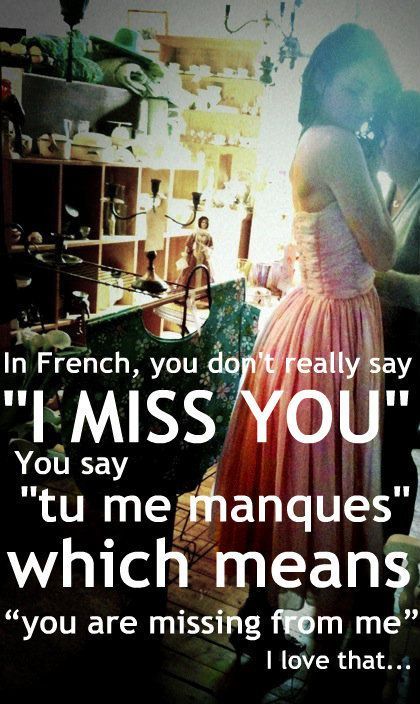 In French, you dont really say “I miss you.”  You say, “tu me manques” which mea