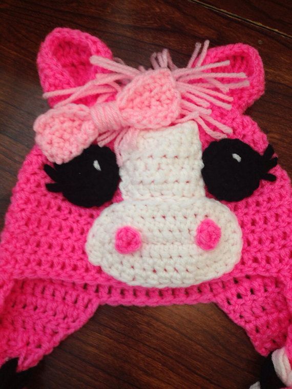 Pink Purple Little Pony Horse Crochet Hat Child Crochet Hat Baby Crochet Hat on