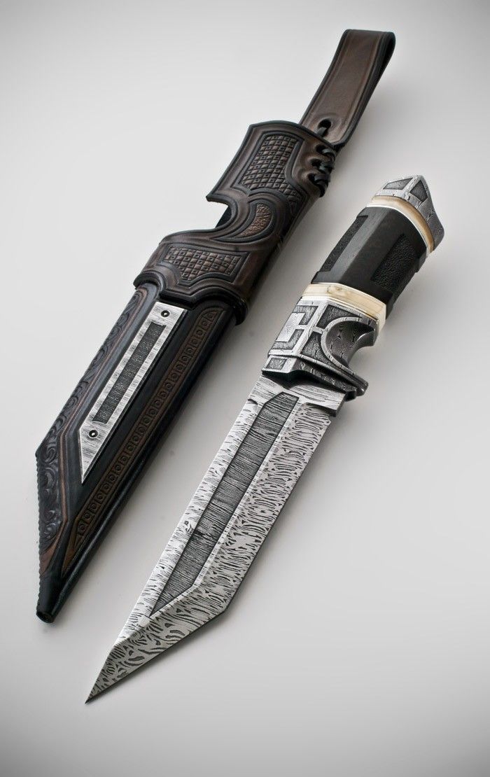 Dark fighter by Andre Andersson Custom Damascus Knives – Knives, Daggers, Swords