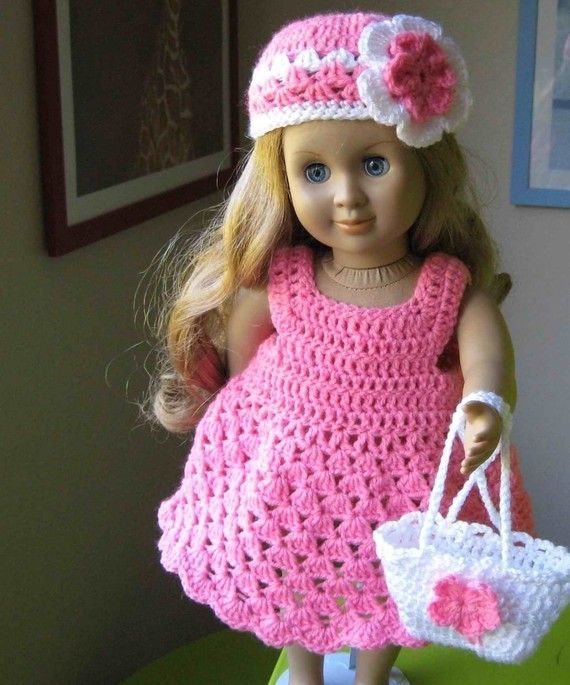 American Girl Free Pattern Downloads | PATTERN in PDF -- Crocheted doll dress for American Girl, Gotz or ... - American Girl Free Pattern Downloads | PATTERN in PDF -- Crocheted doll dress for American Girl, Gotz or ... -   American Girl Patterns