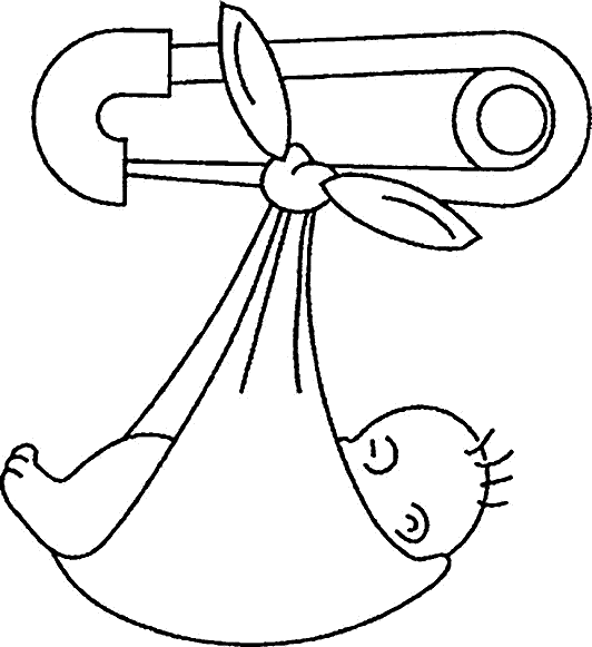 embroidery pattern/ baby hanging from a safety pin