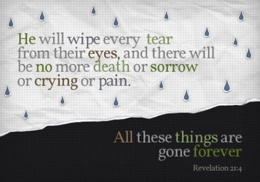 No more death or sorrow or crying or pain