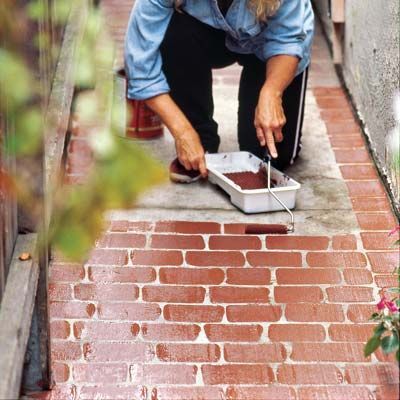 Roll on Faux Bricks – instead of repaving give walkway or driveway a face-lift w