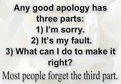 sorry quotes | any good apology has 3 parts:1)I’m sorry2)It’s my fault3)What can