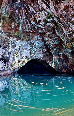 A swim in this Blue Room in Kauai takes your breath away.  An old volcano tube l