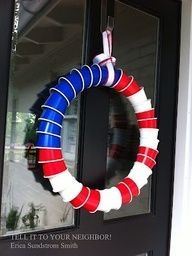 Red Solo Cup American flag wreath… Perfect for a lakeside Fourth of July !