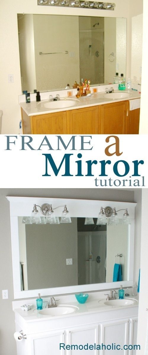 How to frame a bathroom mirror tutorial