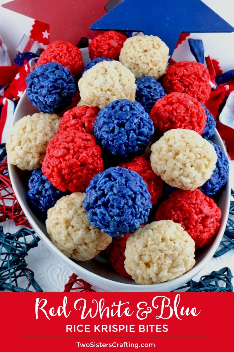 Red White and Blue Rice Krispie Bites - Red White and Blue Rice Krispie Bites -   July 4th food Ideas
