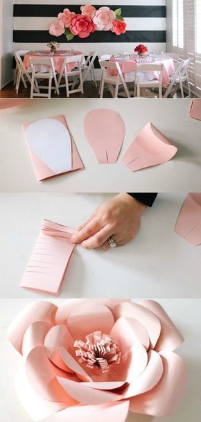 Giant Paper Flowers Wall Decor - Paper ideas - Giant Paper Flowers Wall Decor - Paper ideas -   14 diy Easy step by step ideas