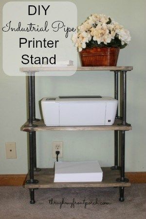 DIY Pipe And Wood Printer Stand - Through My Front Porch - DIY Pipe And Wood Printer Stand - Through My Front Porch -   diy Shelves desk