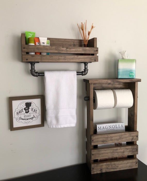 Towel Bar Wall Mounted Shelf And Magazine Holder And Toilet Paper Holder Free Standing, Industrial Rustic Barn House Bathroom Decor Shelves - Towel Bar Wall Mounted Shelf And Magazine Holder And Toilet Paper Holder Free Standing, Industrial Rustic Barn House Bathroom Decor Shelves -   15 diy Furniture bathroom ideas