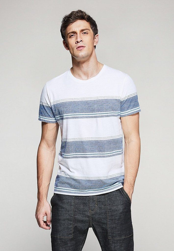 Men's Summer Casual Cotton T-Shirt With Stripes - Men's Summer Casual Cotton T-Shirt With Stripes -   15 style Casual boy ideas