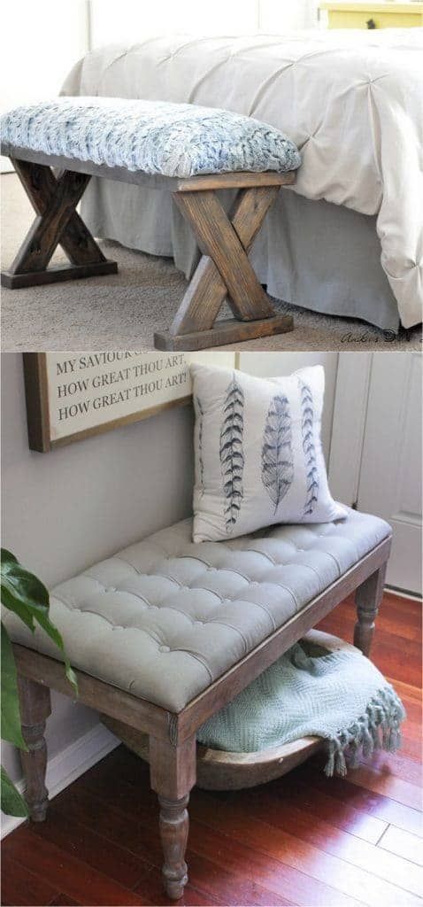 21 Gorgeous Easy DIY Benches (Indoor & Outdoor!) - 21 Gorgeous Easy DIY Benches (Indoor & Outdoor!) -   17 diy Bedroom bench ideas