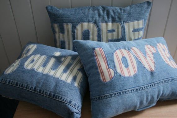 Jeans & Denim: Recycled, Upcycled and Repurposed - Jeans & Denim: Recycled, Upcycled and Repurposed -   17 diy Pillows recycle ideas