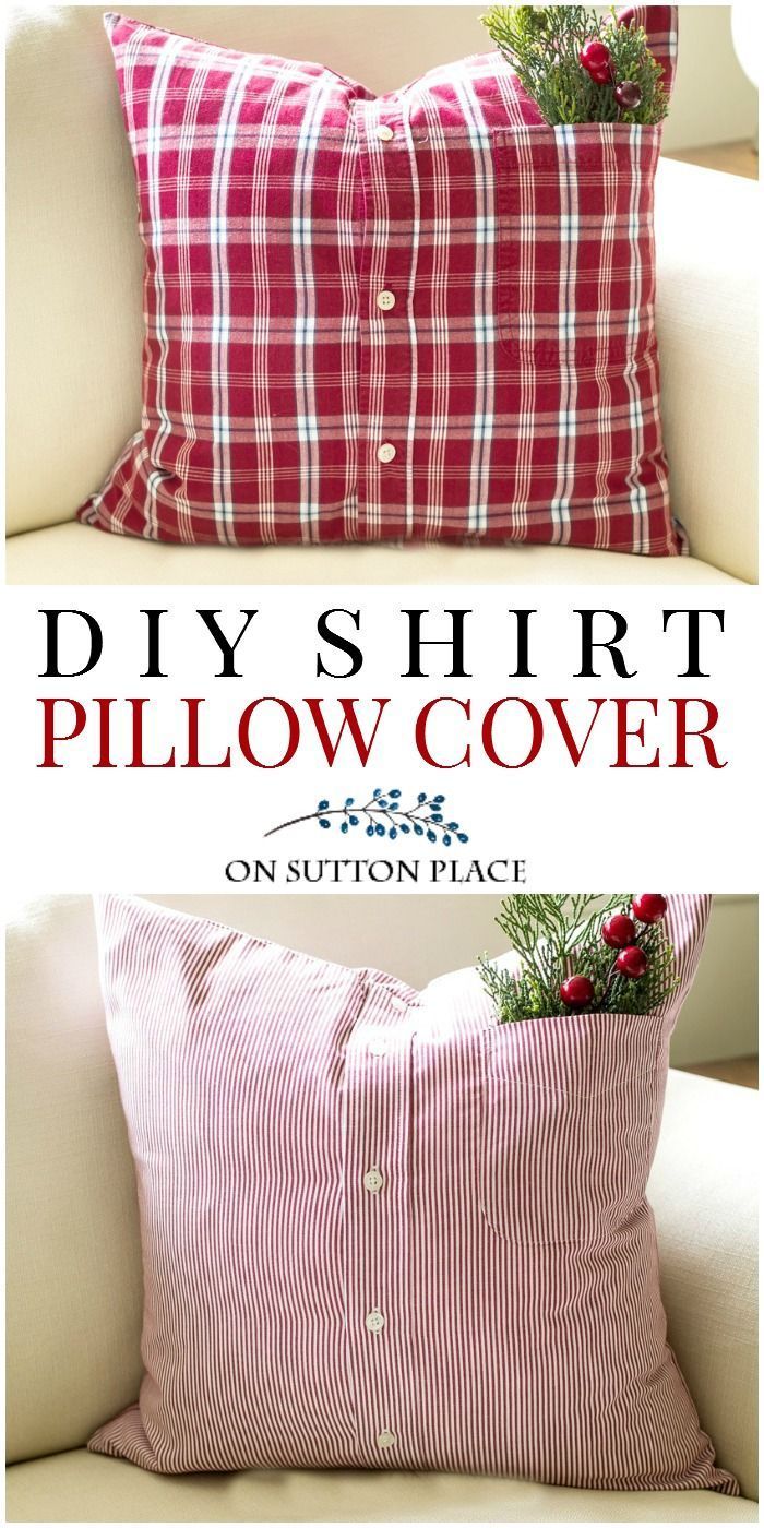 Repurposed Shirt Pillow Cover - On Sutton Place - Repurposed Shirt Pillow Cover - On Sutton Place -   17 diy Pillows recycle ideas