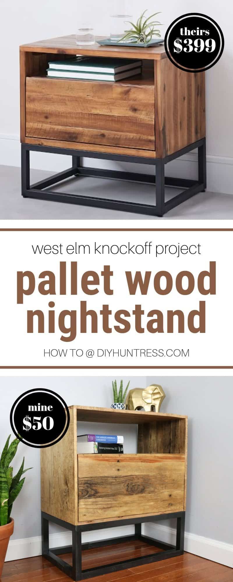DIY Reclaimed Pallet Wood Nightstand (West Elm Knockoff) - DIY Huntress - DIY Reclaimed Pallet Wood Nightstand (West Elm Knockoff) - DIY Huntress -   17 diy Wood nightstand ideas