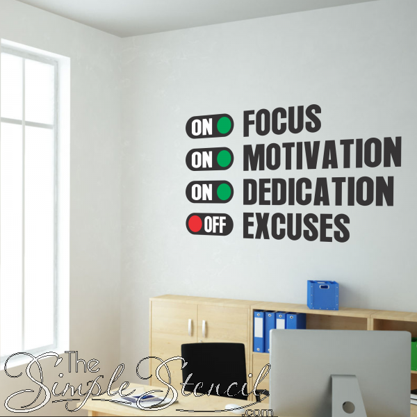 Focus Dedication Motivation ON Excuses OFF Wall Art Decals - Focus Dedication Motivation ON Excuses OFF Wall Art Decals -   17 fitness Office decor ideas