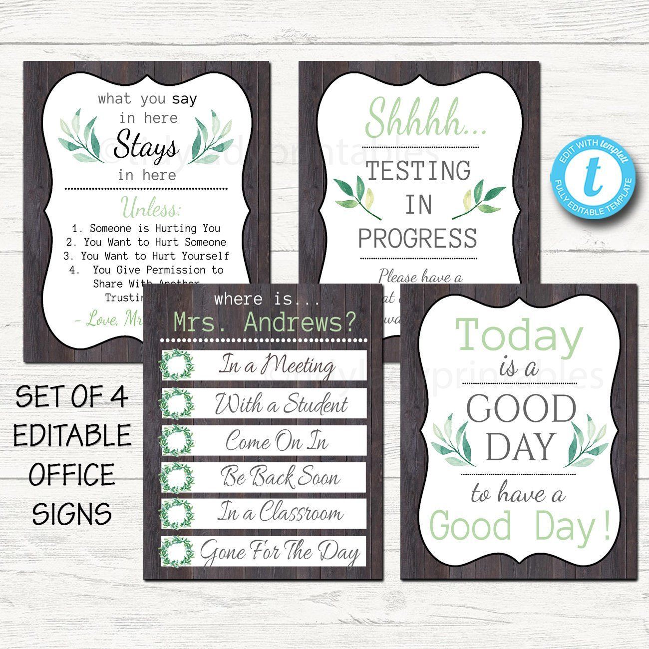 TEMPLATES Farmhouse Themed Counseling Office Decor, Confidentiality Poster, Therapist Where is the Door Sign, What You Say in Here - TEMPLATES Farmhouse Themed Counseling Office Decor, Confidentiality Poster, Therapist Where is the Door Sign, What You Say in Here -   17 fitness Office decor ideas