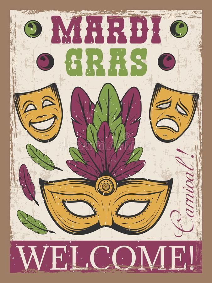 Mardi Gras Colored Vintage Poster With Carnival Mask And Theatre Mask. Stock Vector - Illustration of beautiful, background: 108004971 - Mardi Gras Colored Vintage Poster With Carnival Mask And Theatre Mask. Stock Vector - Illustration of beautiful, background: 108004971 -   18 beauty Mask poster ideas