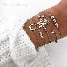 GRACE 5 Pieces Boho Snowflake Beaded Charm Multilayer Bracelets - GRACE 5 Pieces Boho Snowflake Beaded Charm Multilayer Bracelets -   18 diy Bracelets for women ideas