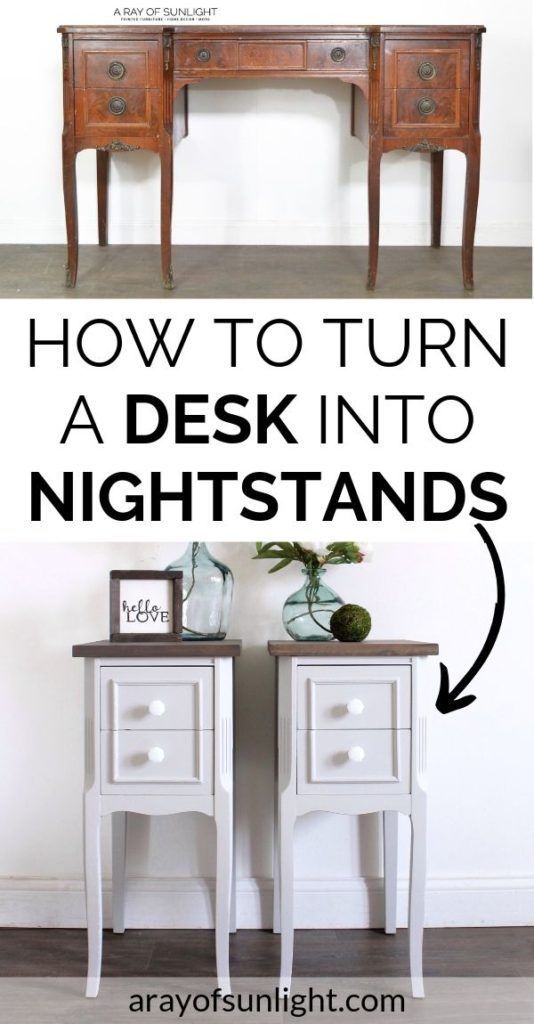 How to Upcycle a Desk into a Pair of Nightstands - A Ray of Sunlight - How to Upcycle a Desk into a Pair of Nightstands - A Ray of Sunlight -   22 diy Furniture repurpose ideas