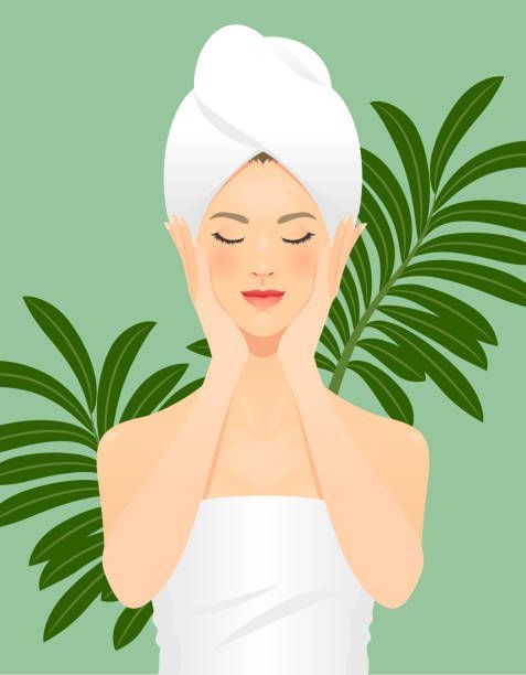 Young woman taking care of her face. - Young woman taking care of her face. -   10 beauty Skin illustration ideas