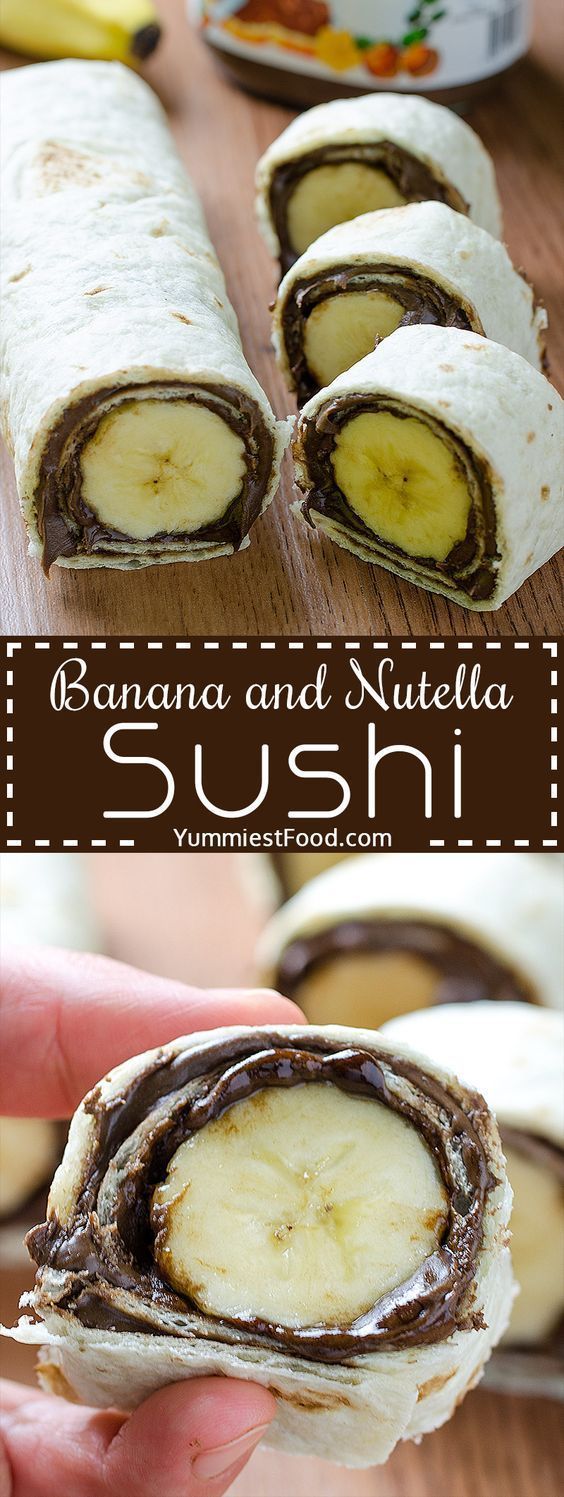 Banana and Nutella Sushi - Banana and Nutella Sushi -   12 diy Food snacks ideas