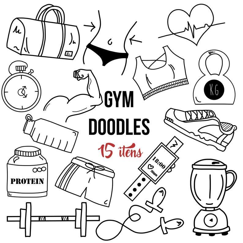 15 Fitness Doodles Clipart | Gymnasium, Fitness, Workout Clipart | Vector | Personal and Commercial Use | Printable Png | Digital Stamp - 15 Fitness Doodles Clipart | Gymnasium, Fitness, Workout Clipart | Vector | Personal and Commercial Use | Printable Png | Digital Stamp -   fitness Journal doodles