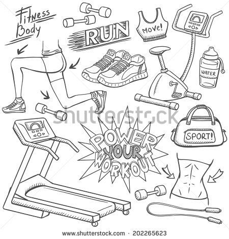Gym Fitness Doodles Set Stock Vector (Royalty Free) 202265623 - Gym Fitness Doodles Set Stock Vector (Royalty Free) 202265623 -   12 fitness Journal doodles ideas