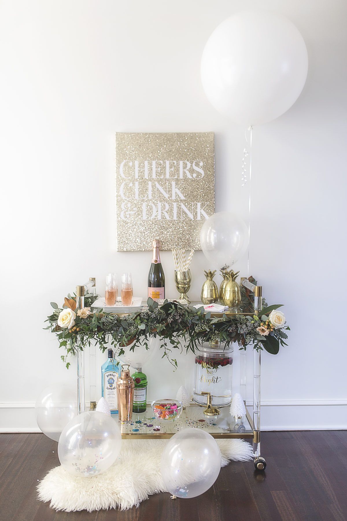 A Festive Bar Cart Perfect for All of Your New Year's Celebrations - A Festive Bar Cart Perfect for All of Your New Year's Celebrations -   13 beauty Bar in homes ideas