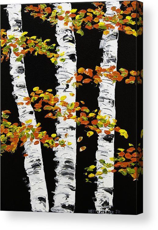 White Birch Trees In Fall On Black Background Painting Acrylic Print by Keith Webber Jr - White Birch Trees In Fall On Black Background Painting Acrylic Print by Keith Webber Jr -   14 beauty Black background ideas