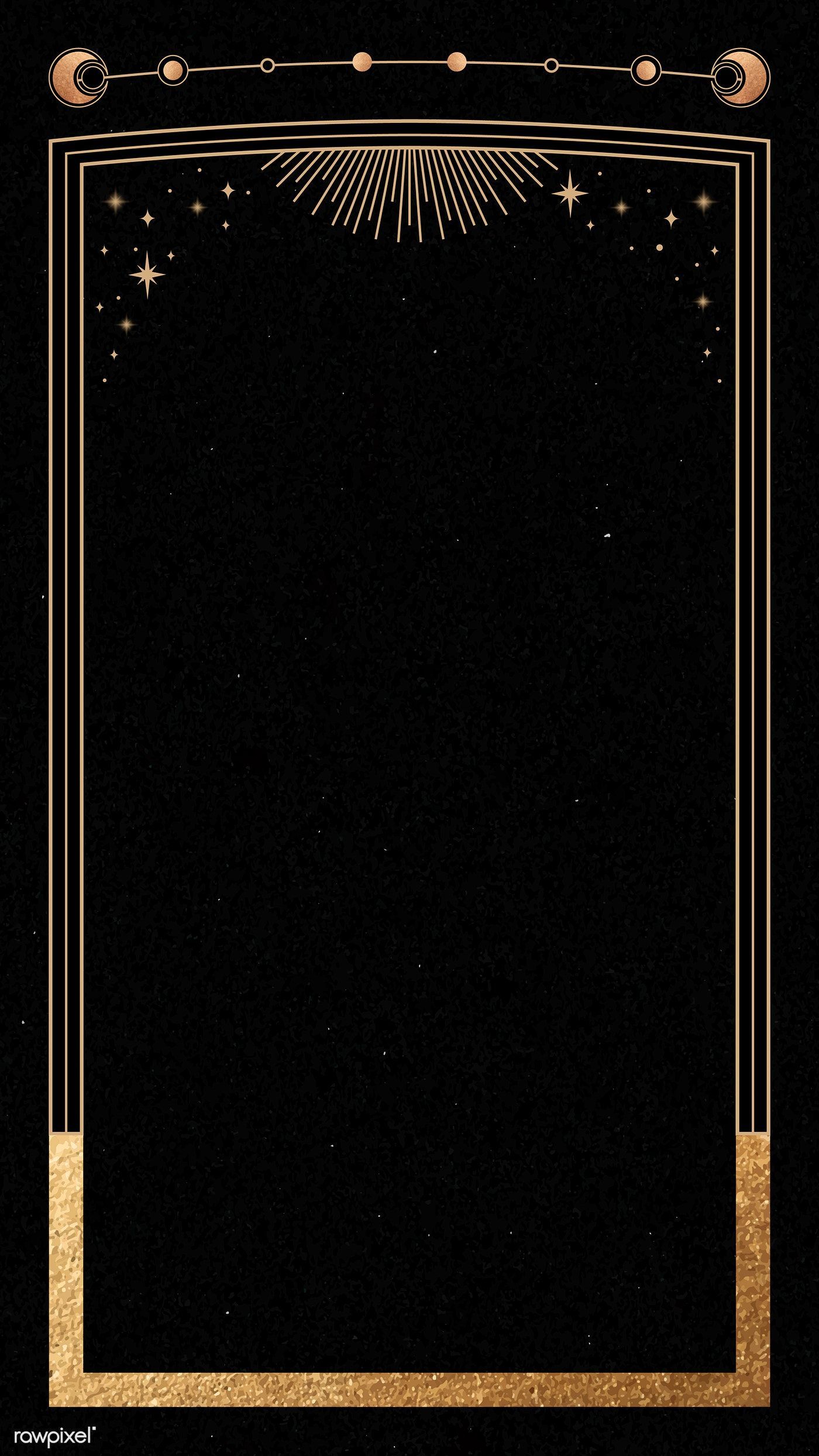 Download premium vector of Mystical gold frame on black background mobile - Download premium vector of Mystical gold frame on black background mobile -   14 beauty Black background ideas