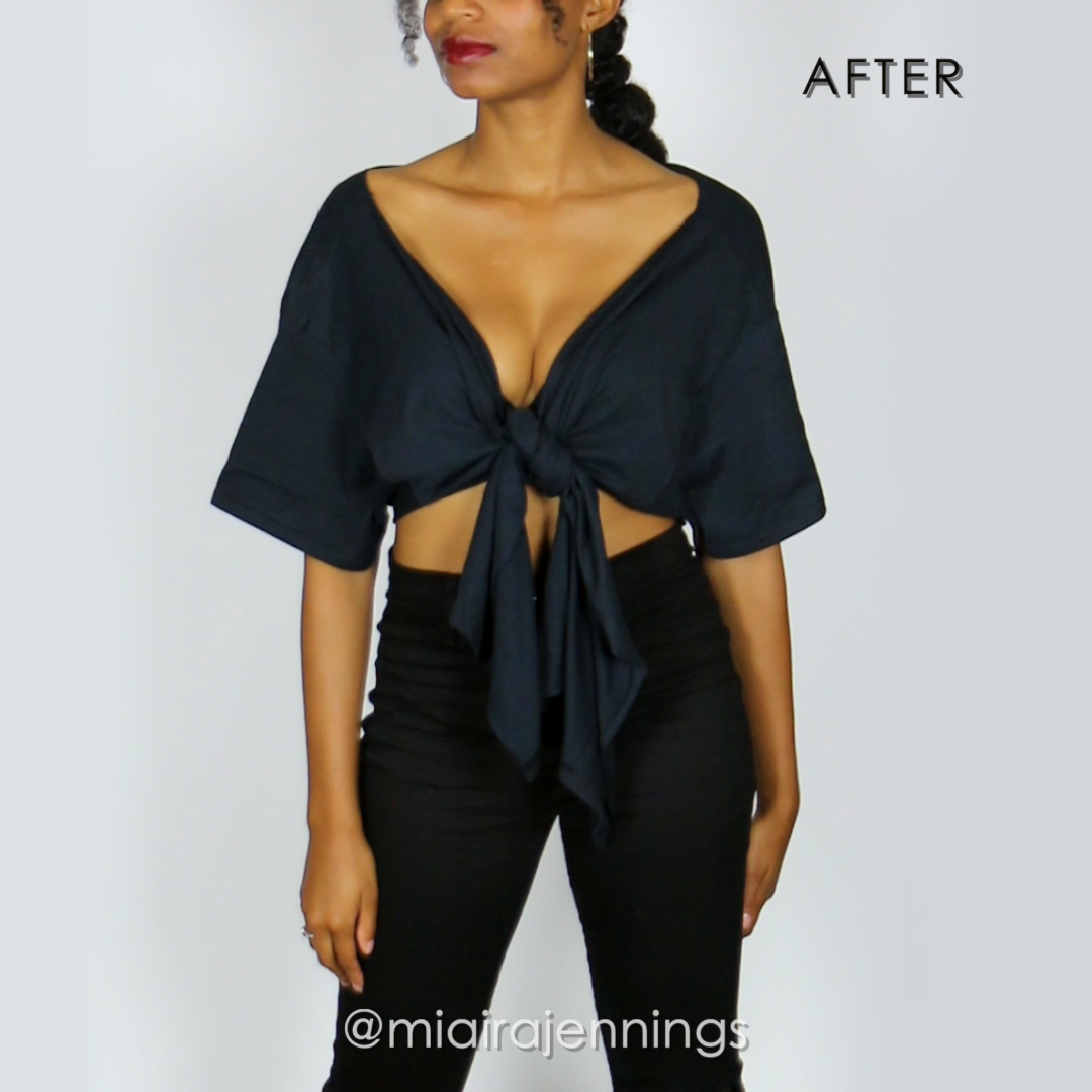 DIY Tie Front Plunging Crop Top (NO SEWING) - DIY Tie Front Plunging Crop Top (NO SEWING) -   14 diy Fashion 2019 ideas