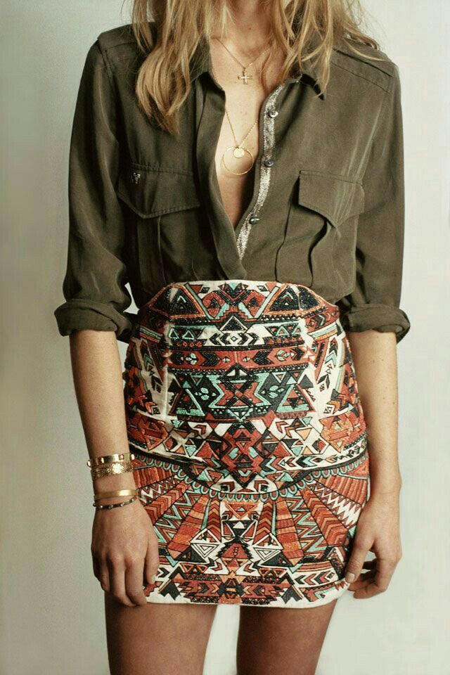 Ethnic Print Gypsy Mini Skirt - Ethnic Print Gypsy Mini Skirt -   14 style Vestimentaire boheme ideas