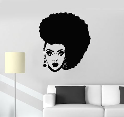 Vinyl Wall Decal Afro Black Lady Hairstyle Beauty Salon Woman Hair Stickers Mural Unique Gift (ig5171) - Vinyl Wall Decal Afro Black Lady Hairstyle Beauty Salon Woman Hair Stickers Mural Unique Gift (ig5171) -   15 beauty Salon woman ideas