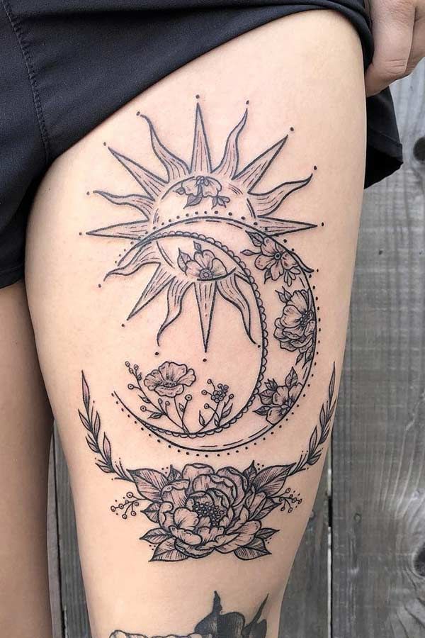 23 Most Beautiful Sun and Moon Tattoo Ideas | Page 2 of 2 | StayGlam - 23 Most Beautiful Sun and Moon Tattoo Ideas | Page 2 of 2 | StayGlam -   15 beauty Words tattoo ideas